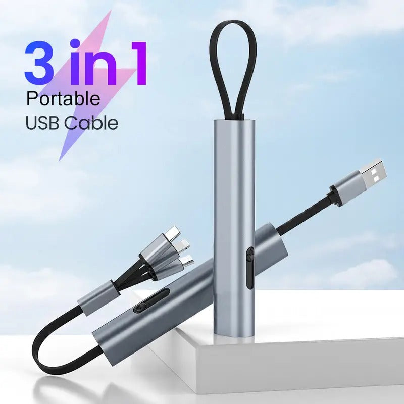 Portable Telescopic Data Cable - Type-C, Micro, Apple